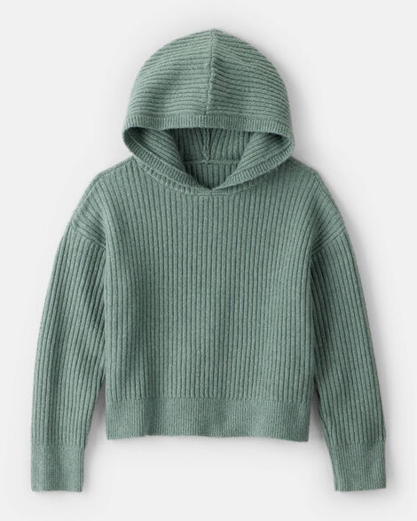 slide 1 of 2, Oshkosh Girls Ribbed Sweater Knit Hoodie - Green Green 6-6X, 1 ct