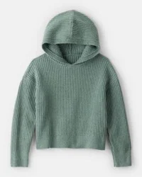 Oshkosh Girls Ribbed Sweater Knit Hoodie - Green Green 6-6X
