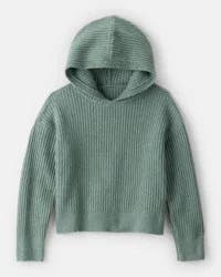 Oshkosh Girls Ribbed Sweater Knit Hoodie - Green Green 6-6X