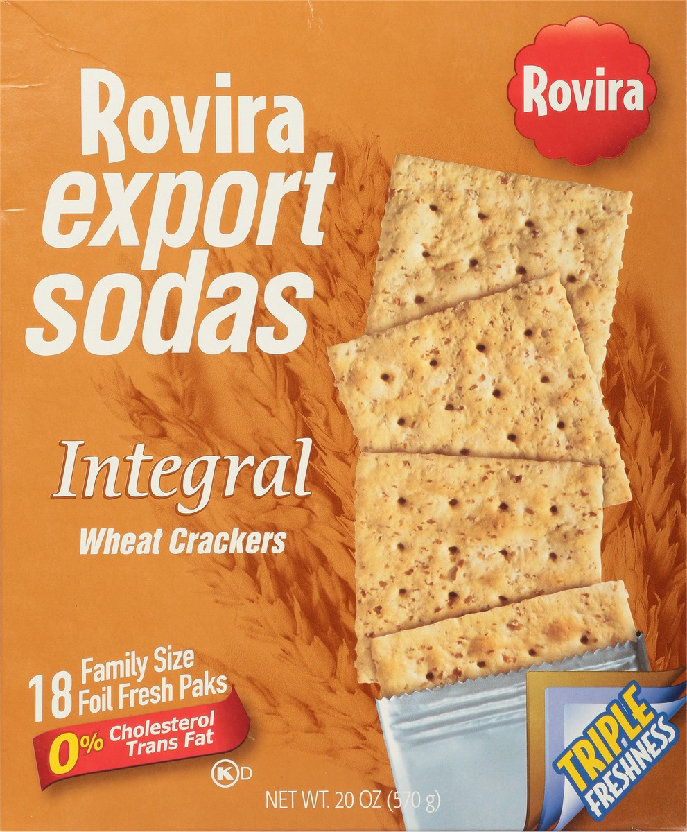 slide 5 of 9, Rovira Export Sodas Integral Wheat Crackers Family Size 18 Fresh Packs - 20.25 oz, 20.25 oz