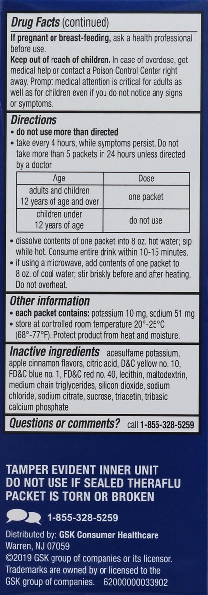 slide 2 of 9, Theraflu Packets Apple Cinnamon Flavor Flu & Sore Throat 6 ea, 6 ct