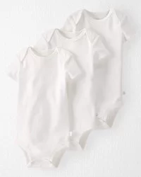 Littleplanet Baby 3-Pack Organic Cotton Rib Bodysuits White 6M