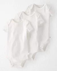 Littleplanet Baby 3-Pack Organic Cotton Rib Bodysuits White 6M