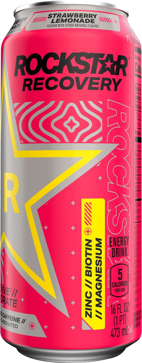 slide 4 of 11, Rockstar Recovery Energy Drink Strawberry Lemonade - 16 fl oz, 16 fl oz