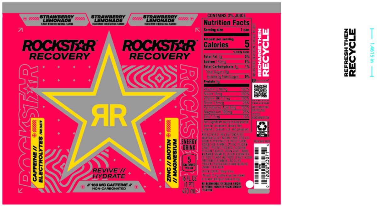 slide 7 of 11, Rockstar Recovery Energy Drink Strawberry Lemonade - 16 fl oz, 16 fl oz