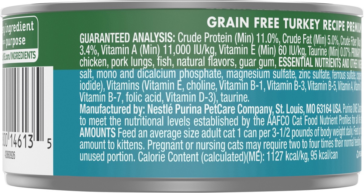 slide 2 of 7, ONE Purina ONE Natural, High Protein, Grain Free Wet Cat Food Pate, Turkey Recipe, 3 oz