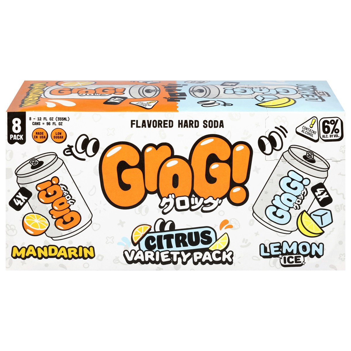 slide 4 of 4, Grog! Citrus Hard Soda Variety Pack 8 - 12 fl oz Cans, 12 oz