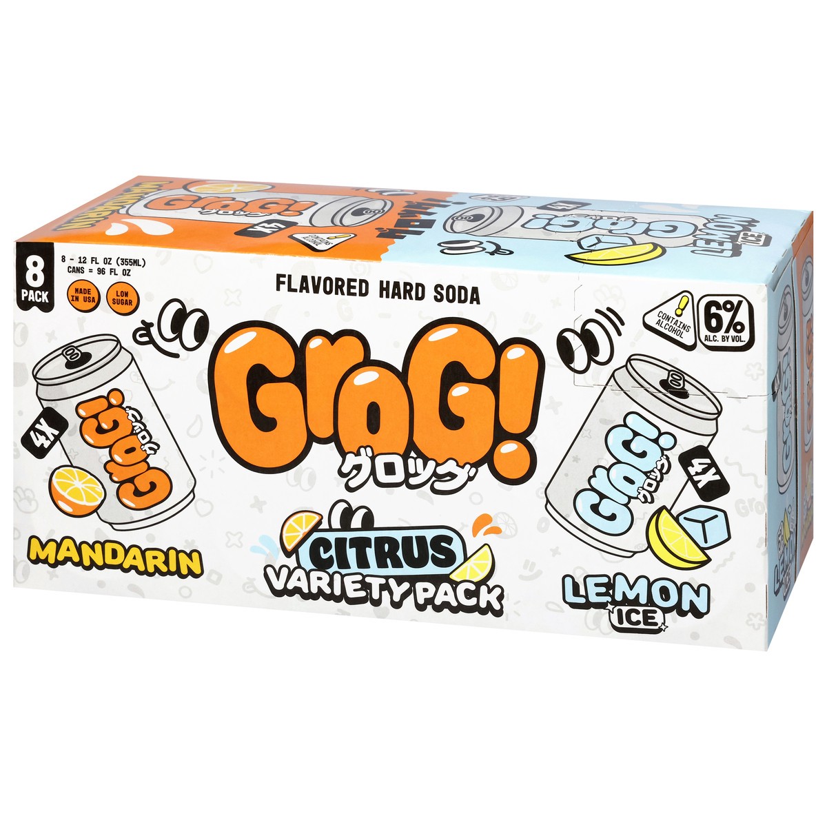 slide 2 of 4, Grog! Citrus Hard Soda Variety Pack 8 - 12 fl oz Cans, 12 oz