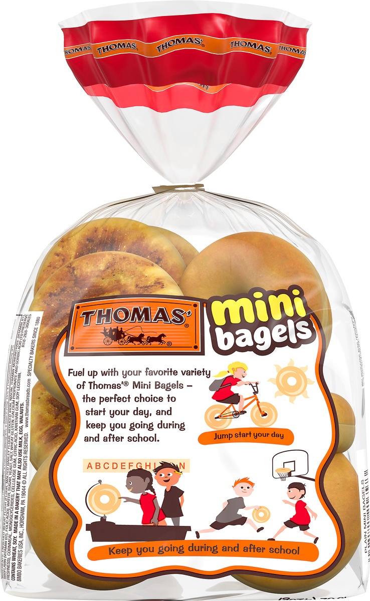 slide 8 of 8, Thomas' Plain Mini Pre-Sliced Bagels, 10 ct