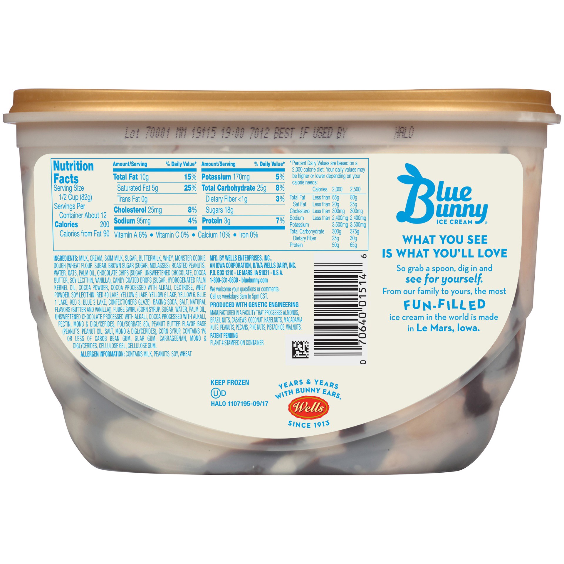 slide 6 of 8, Blue Bunny Monster Cookie Mash Frozen Dessert, 46 fl oz