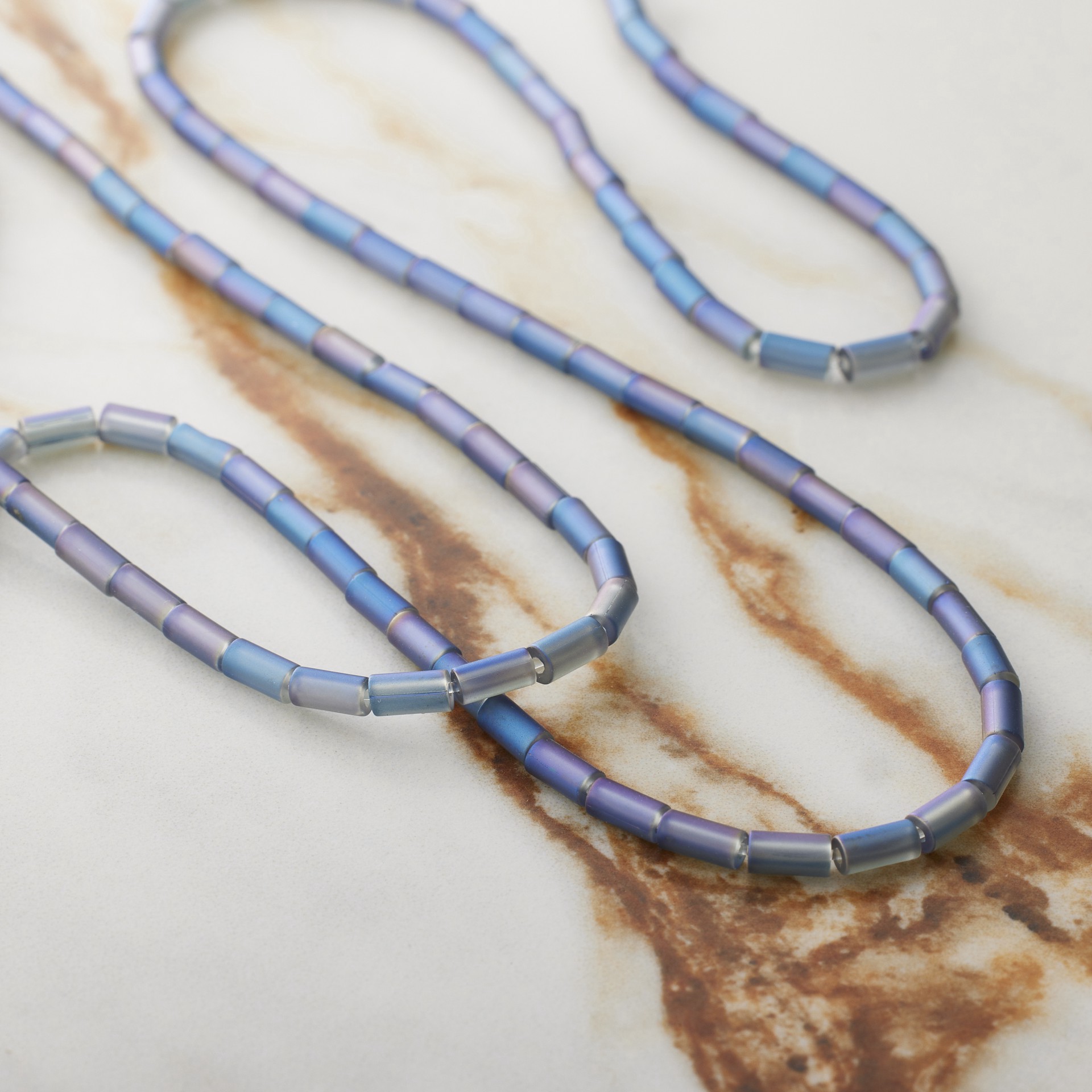 slide 2 of 3, Blue Matte Glass Tube Beads, 4mm By Bead Landing, 4 mm