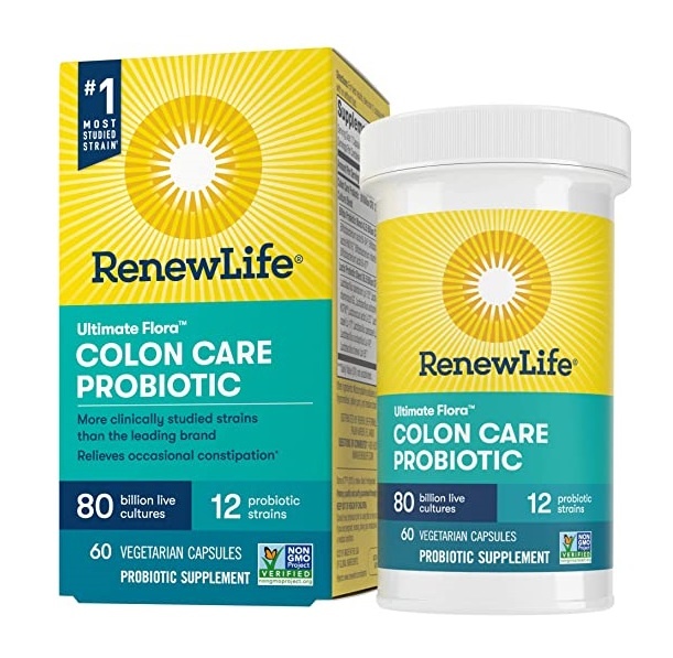 slide 1 of 1, Renew Life Ultimate Flora Colon Care Probiotic, 80 Billion, 60 ct