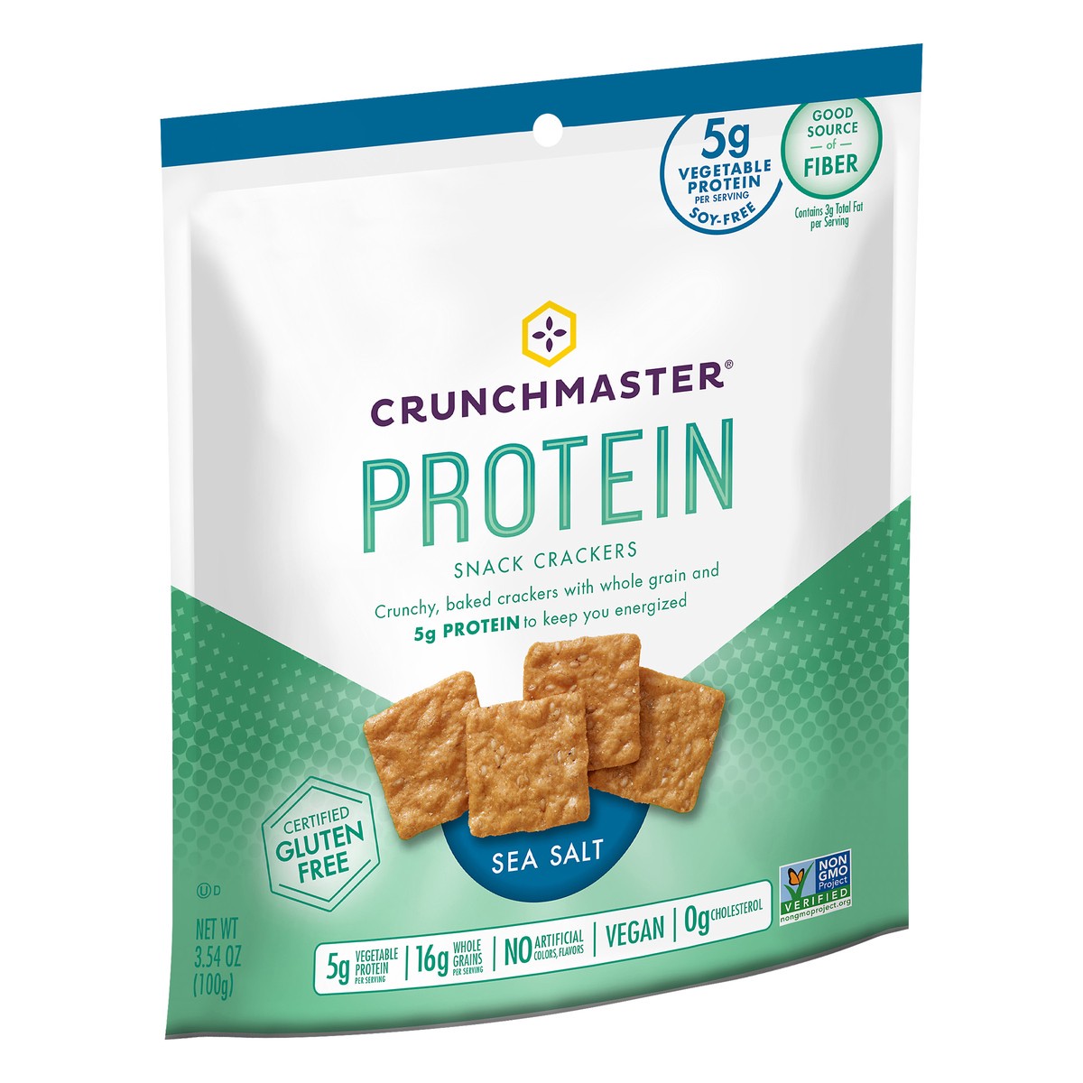 slide 2 of 5, Crunchmaster Protein Snack Crackers Sea Salt, 3.54 oz