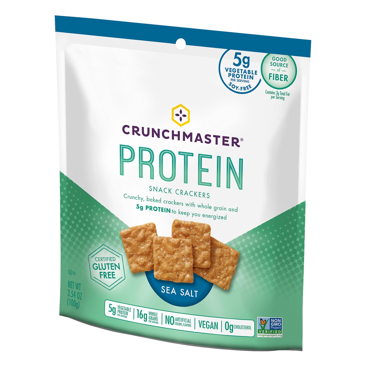 slide 3 of 7, Crunchmaster Sea Salt Protein Snack Crackers, 3.54 oz