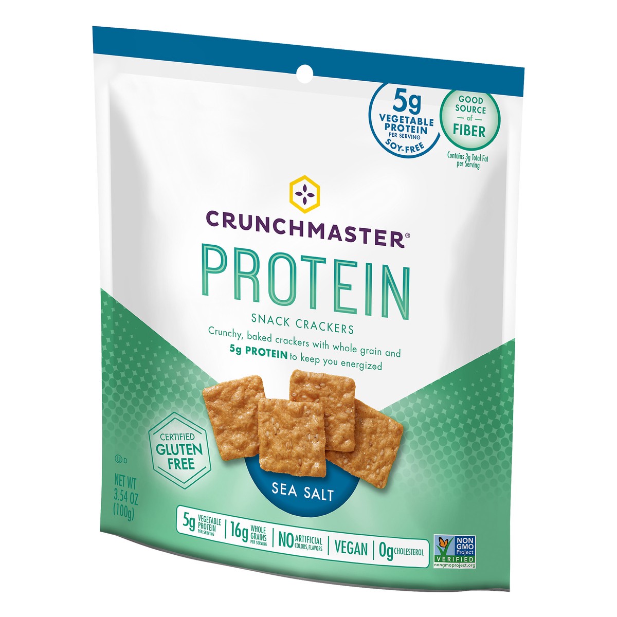 slide 3 of 5, Crunchmaster Protein Snack Crackers Sea Salt, 3.54 oz