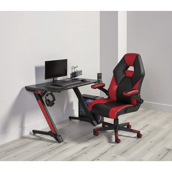 slide 10 of 10, Realspace Rs Gaming Rgx Faux Leather High-Back Gaming Chair, Black/Red, 1 ct