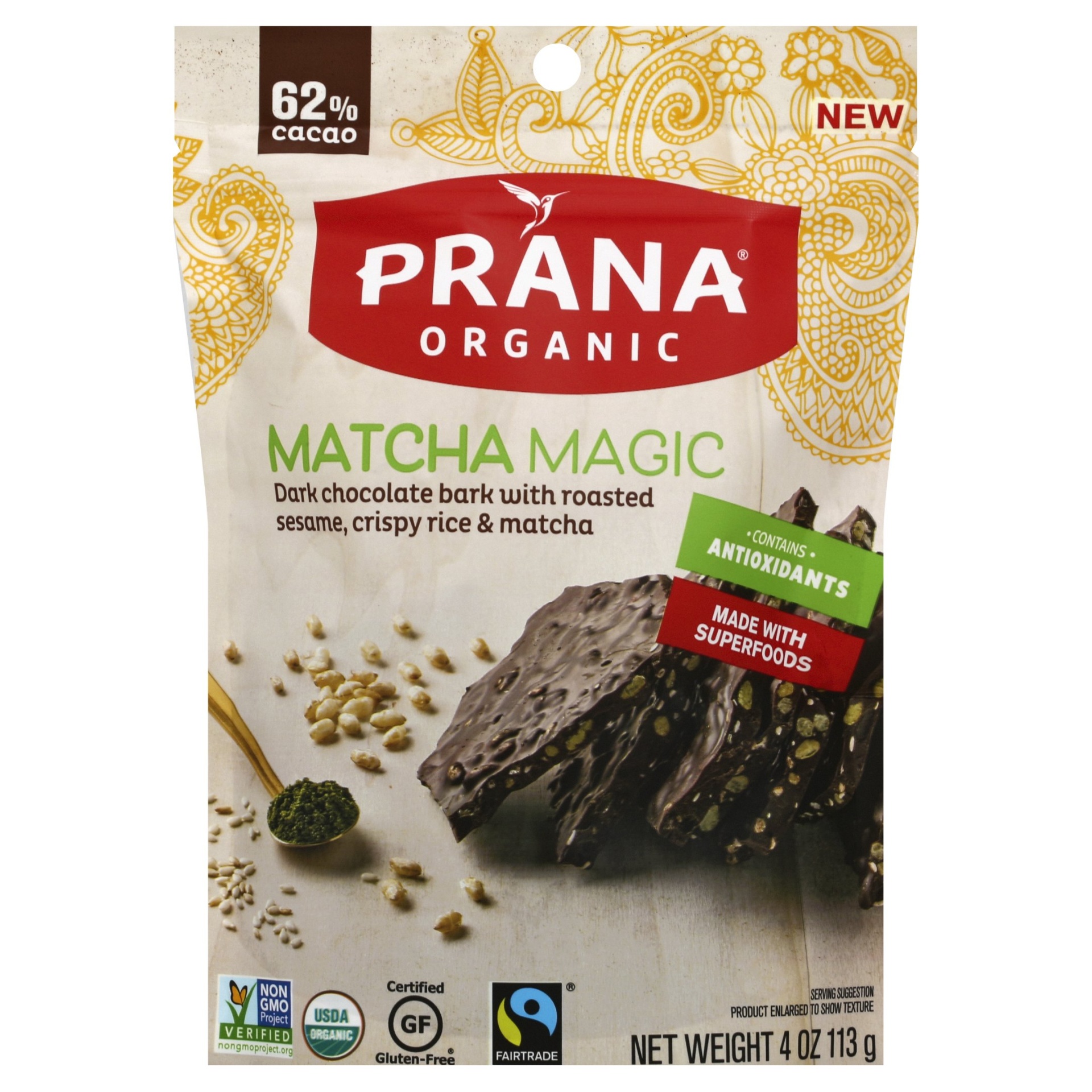 slide 1 of 2, Prana Matcha Magic Chocolate Bark, 4 oz