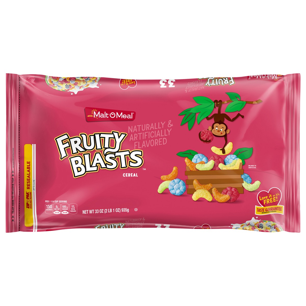 slide 1 of 2, Malt-O-Meal Fruity Blasts Breakfast Cereal, 33 oz