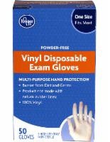 slide 1 of 6, Kroger Powder-Free Vinyl Disposable Exam Gloves, 50 ct