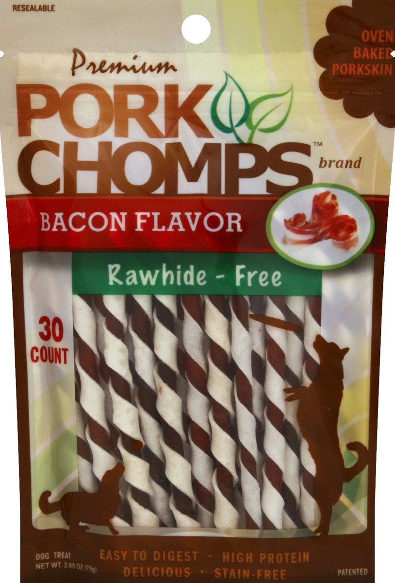 slide 2 of 3, Pork Chomps Rawhide - Free Bacon Flavor Dog Treats 30 ea, 30 ct