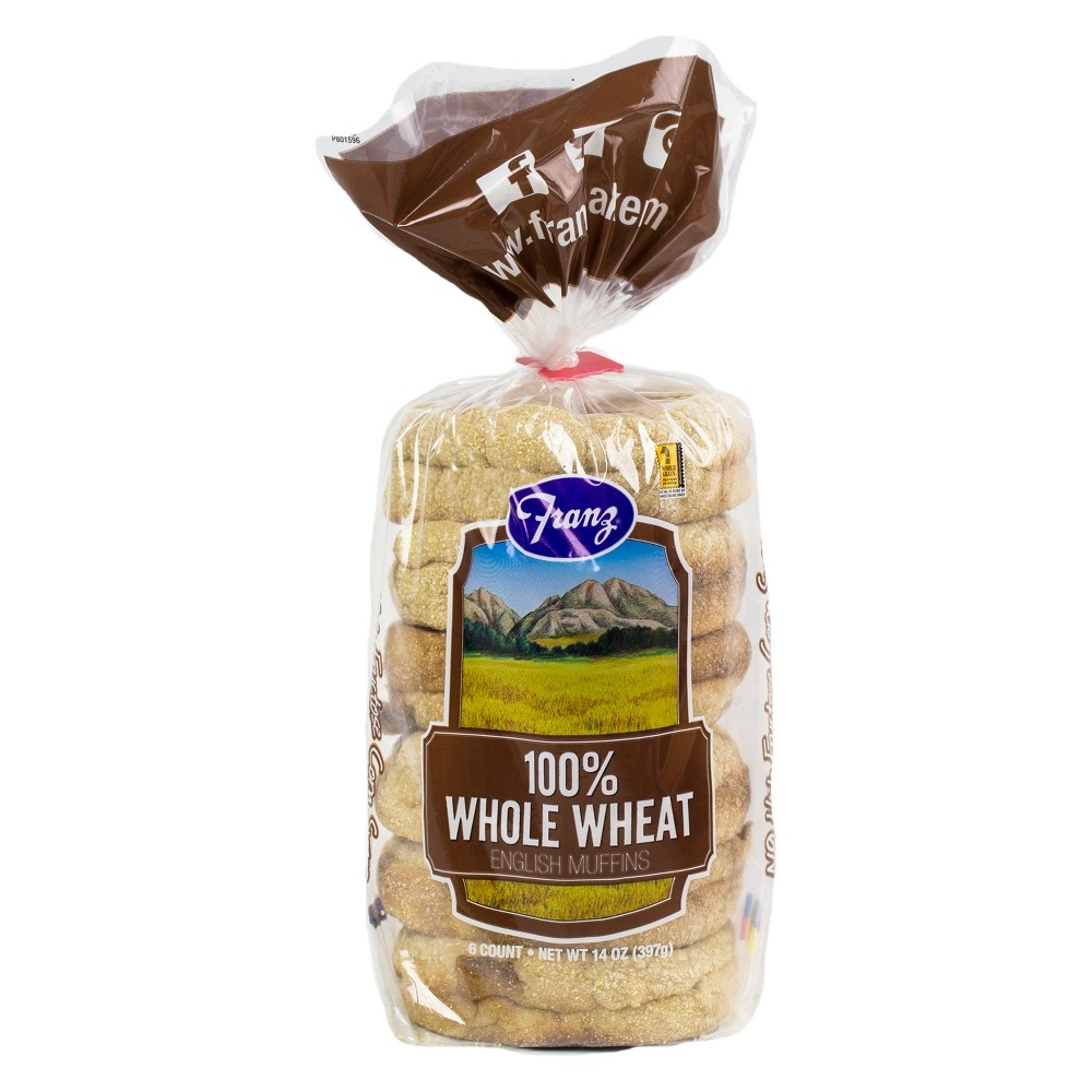 slide 4 of 4, Franz English Muffins 100% Whole Wheat, 6 ct; 14 oz