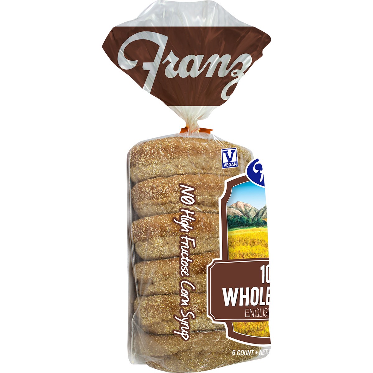 slide 3 of 6, Franz 100% Wheat English Muffins 6 ct 14oz, 14 oz