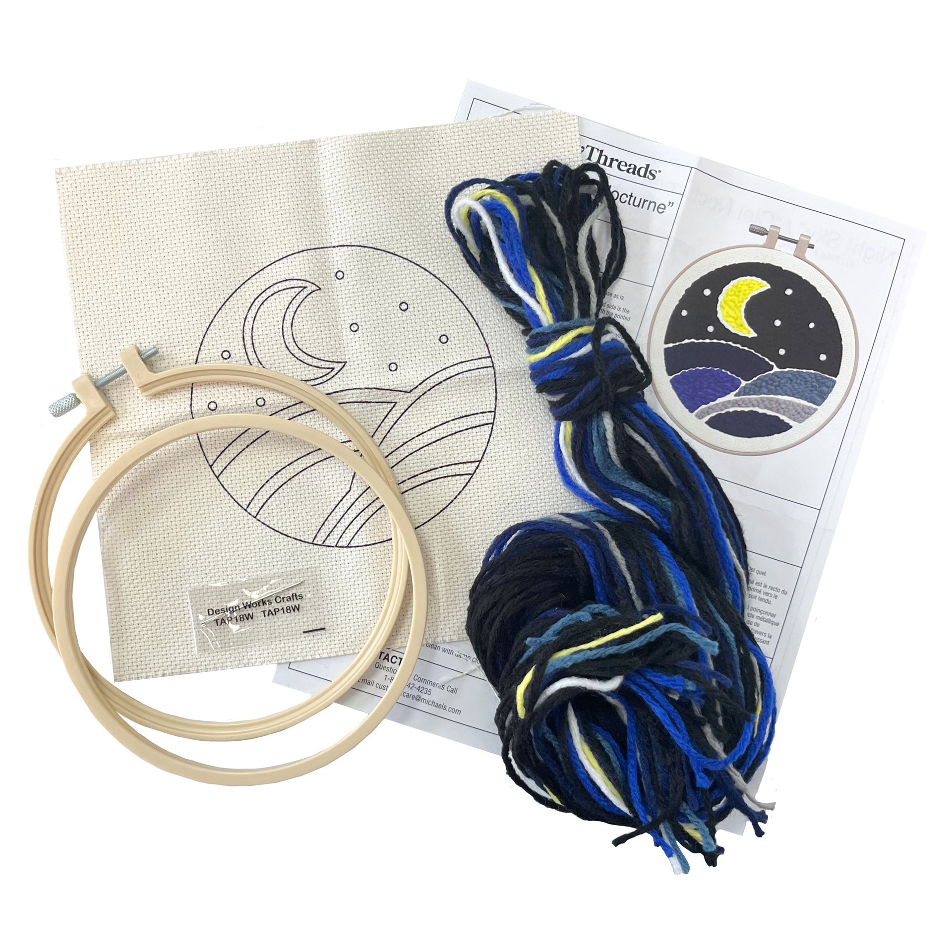 slide 2 of 5, 6" Night Sky Punch Needle Kit By Loops & Threads, 6 in