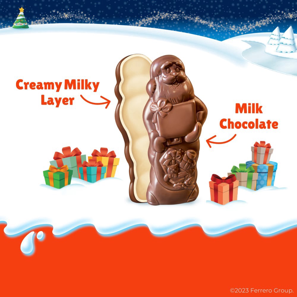 slide 4 of 5, Kinder Chocolate Hollow Santa Figure Individually Wrapped, 3.8 oz