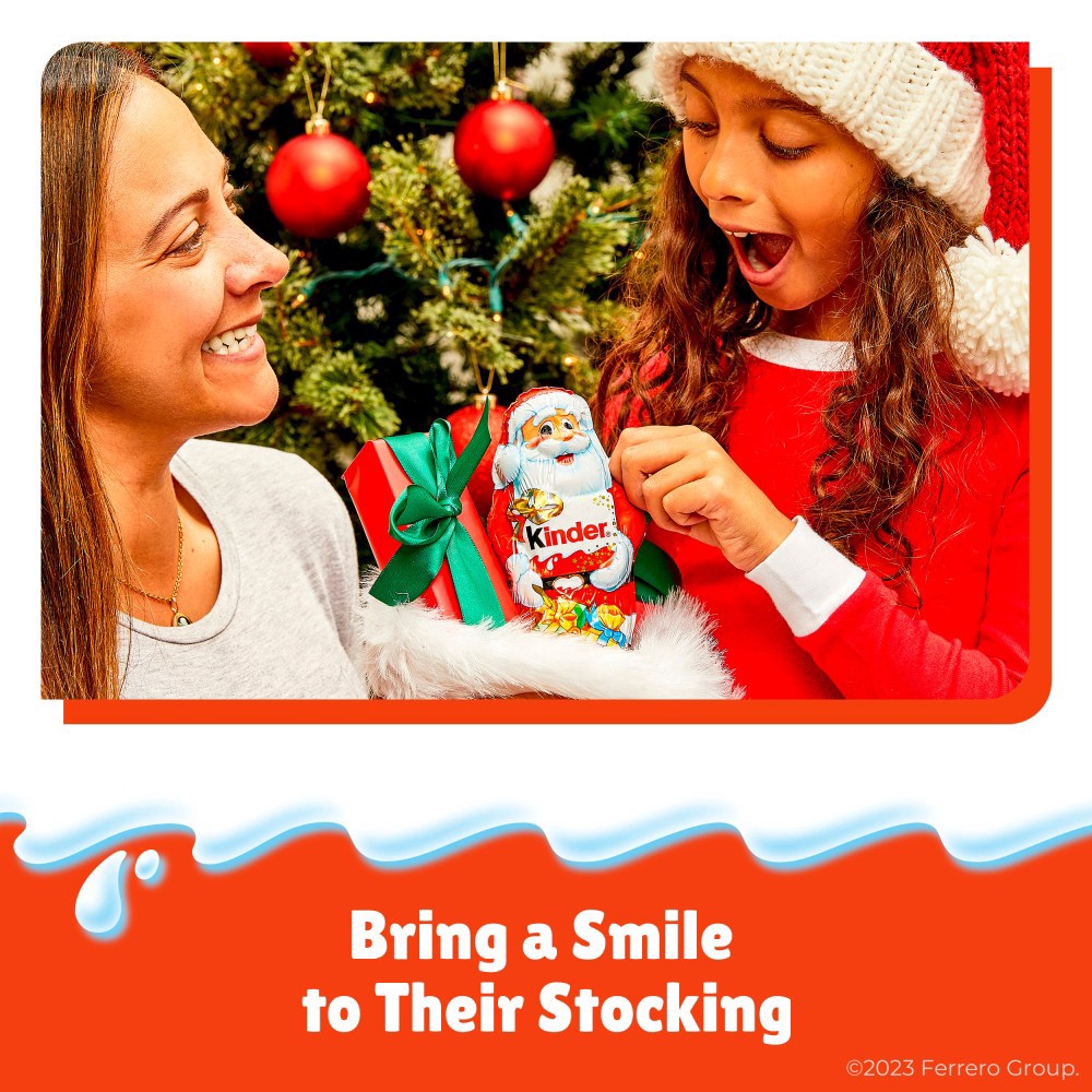 slide 3 of 5, Kinder Chocolate Hollow Santa Figure Individually Wrapped, 3.8 oz