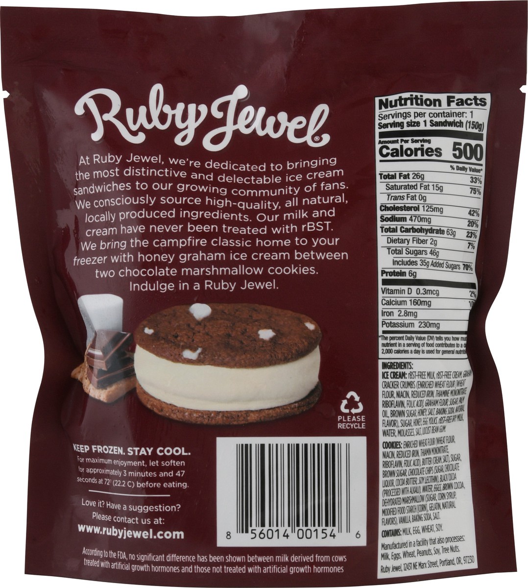 slide 6 of 12, Ruby Jewel Campfire S'mores Ice Cream Sandwich 5.25 fl oz, 5.25 fl oz