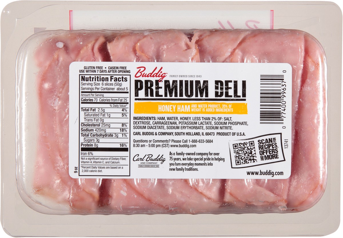 slide 5 of 9, Buddig Carl Buddig Premium Honey Ham Tray, 9 oz