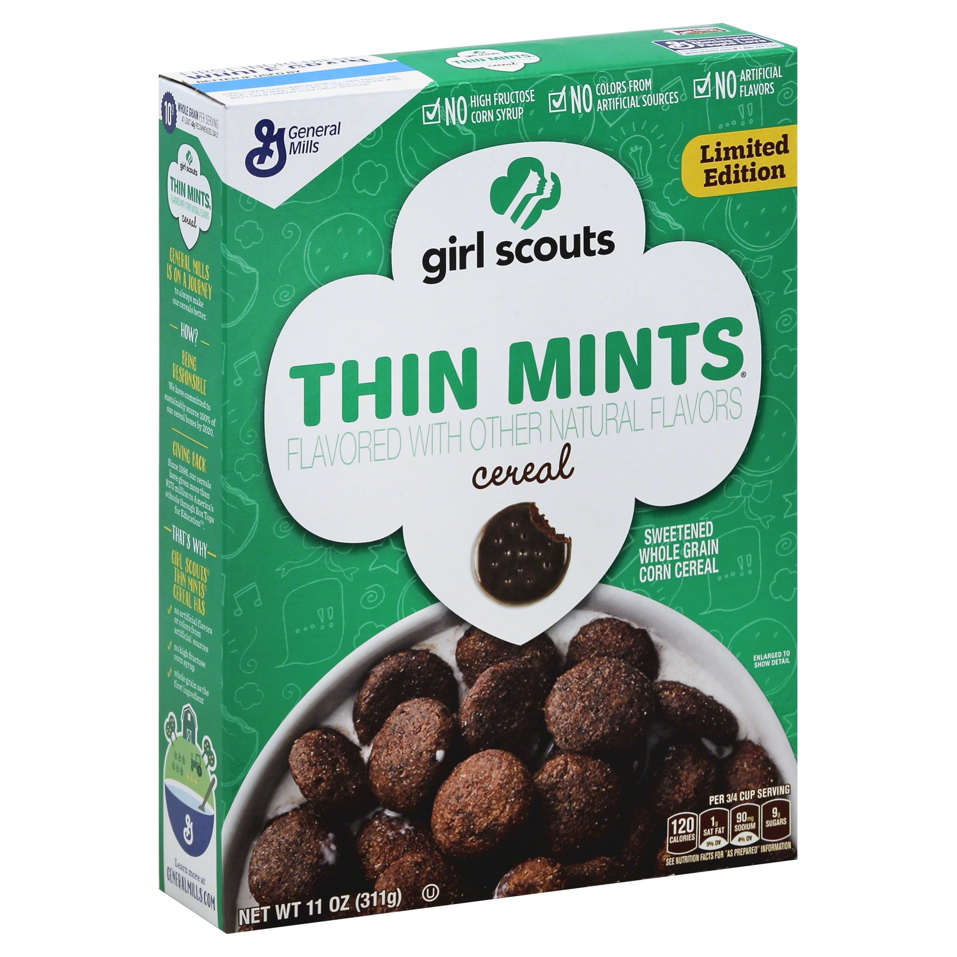 slide 1 of 2, Girl Scouts Limited Edition Thin Mints Cereal, 11 oz