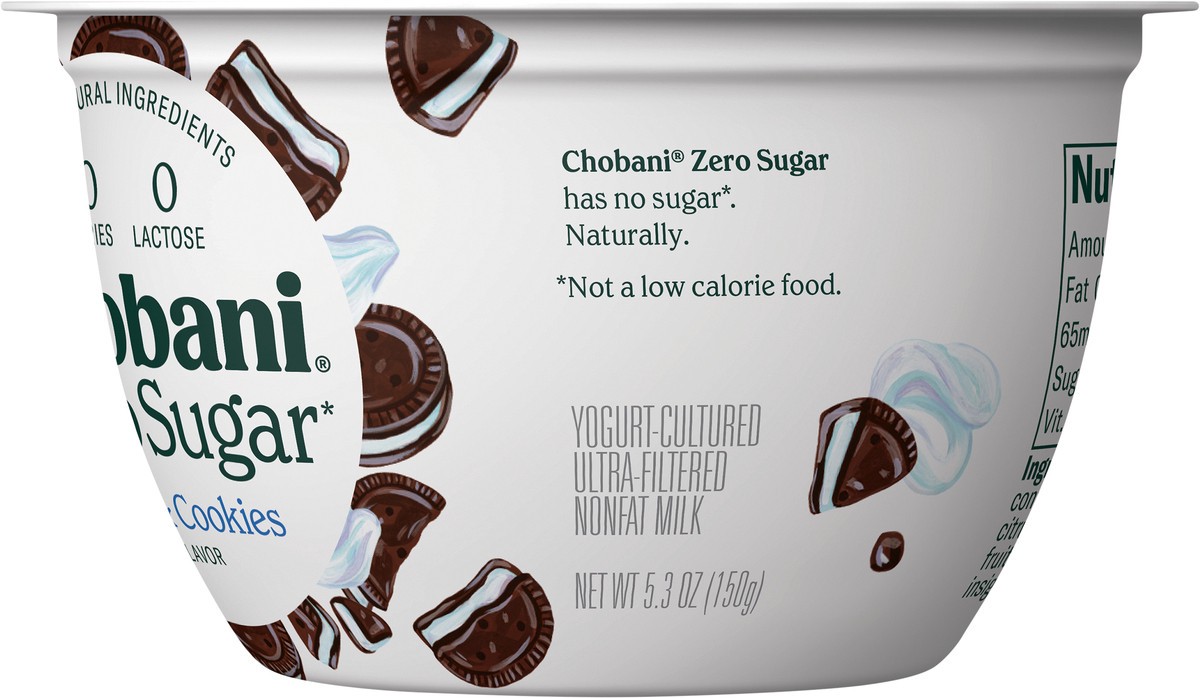 slide 5 of 5, Chobani Yogurt-Cultured, Zero Sugar, Milk & Cookies Flavor, 5.3 oz