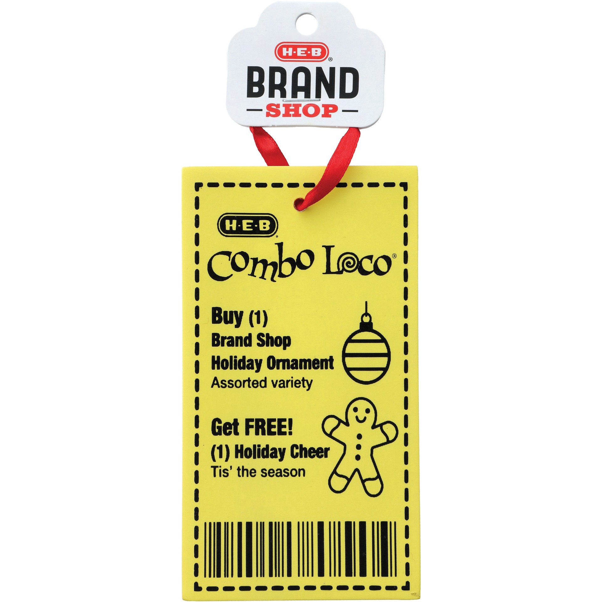 slide 1 of 1, H-E-B Brand Shop Yellow Coupon Ornament, 5.25ftft