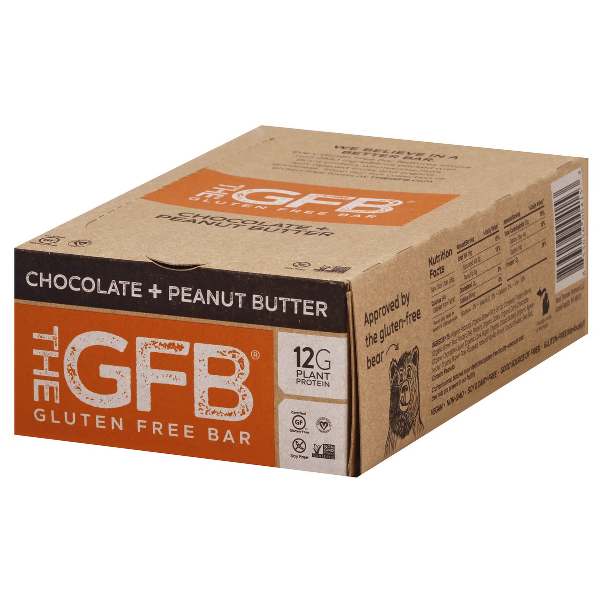 slide 3 of 10, The Gluten Free Bar Chocolate Peanut Butter, 12 ct