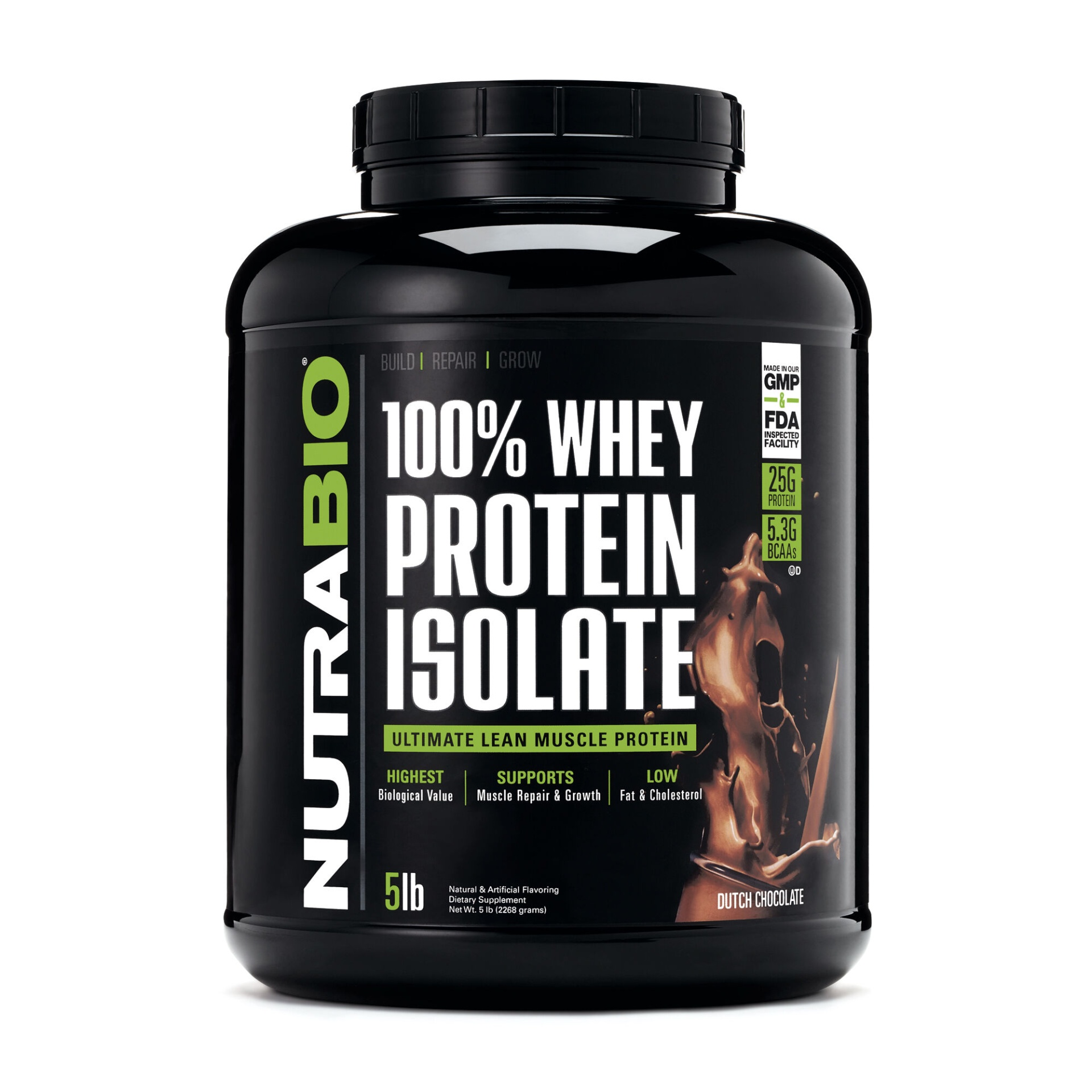 slide 1 of 1, NutraBio 100% Whey Protein Isolate - Dutch Chocolate, 5 lb