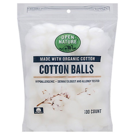 slide 1 of 1, Open Nature Organic Cotton Balls Hypoallergenic, 100 ct