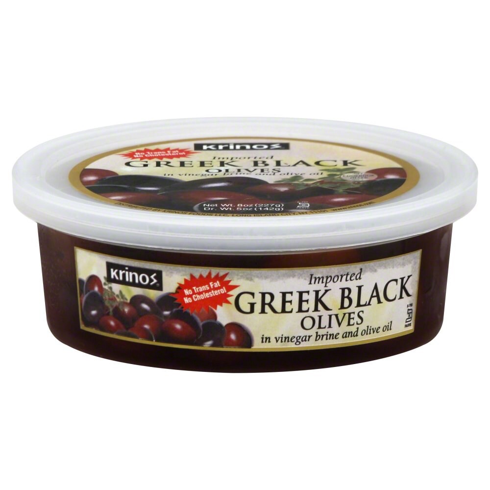 slide 1 of 3, Krinos Cracked Black Olives-Deli Cup, 8 oz