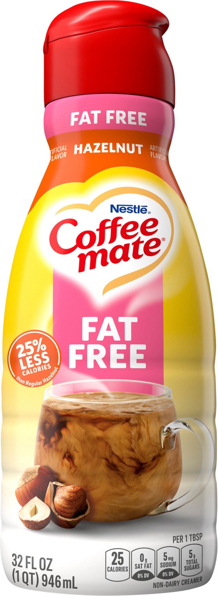 slide 5 of 11, Coffee mate Fat Free Hazelnut Flavored Liquid Coffee Creamer, 32 oz