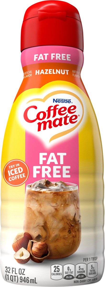 slide 11 of 11, Coffee mate Fat Free Hazelnut Flavored Liquid Coffee Creamer, 32 oz