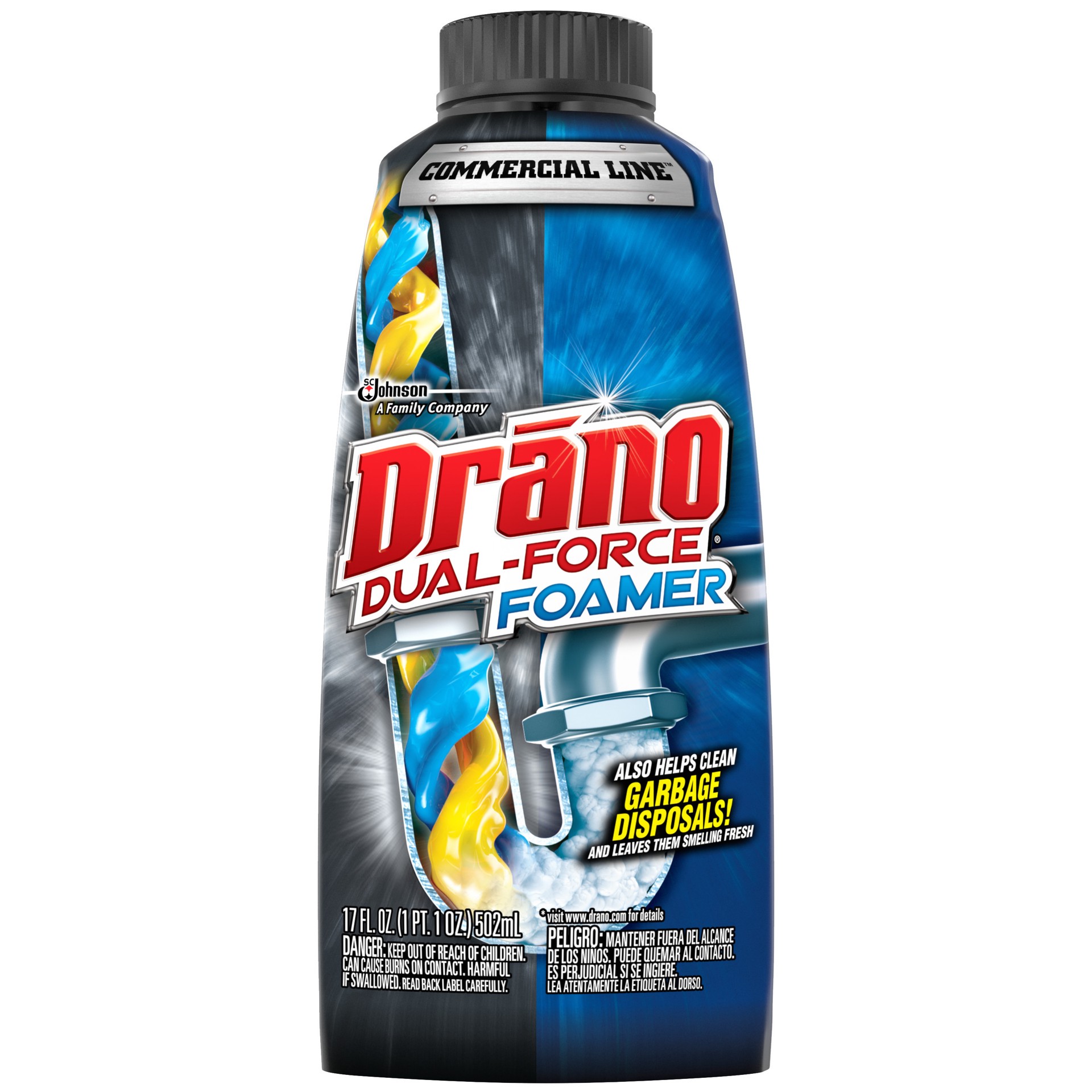 slide 1 of 29, Drano Commercial Line Dual-Force Foamer, Powerful Clog Remover, 17 oz, 17 fl oz