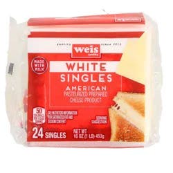 Weis Quality White American Singles Cheese - 16 oz
