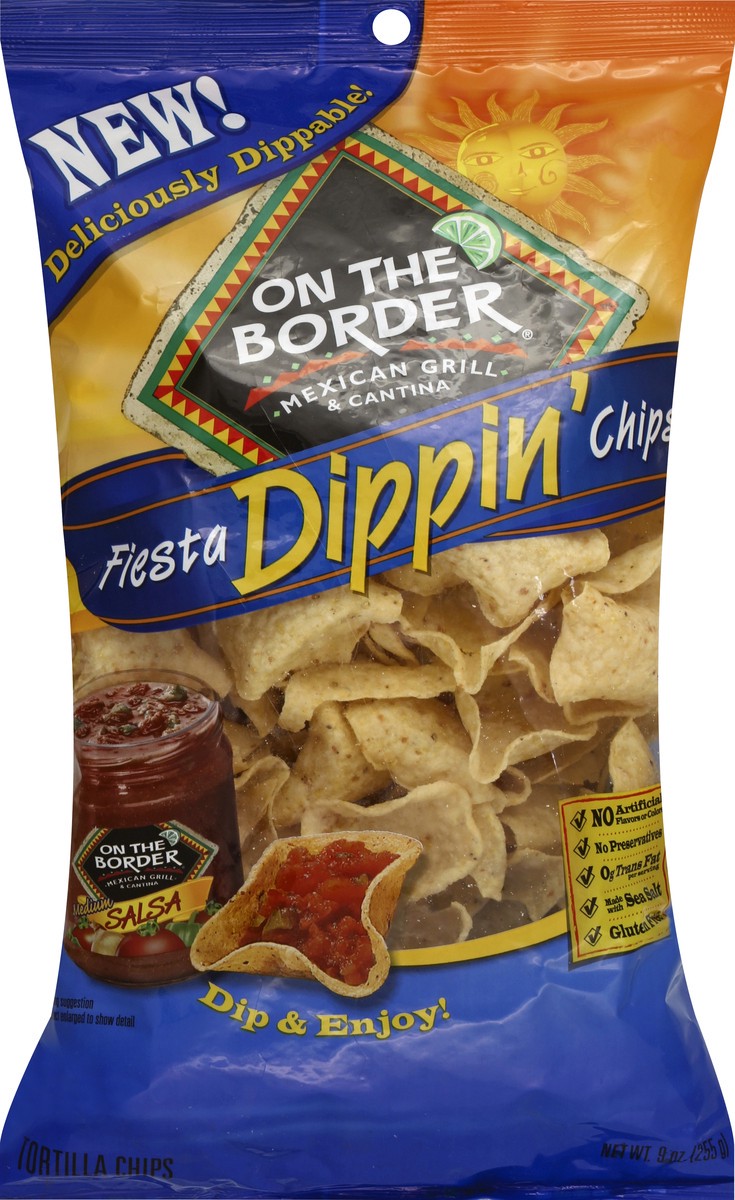 slide 4 of 6, On The Border Fiesta Dippin' Chips, 9 oz