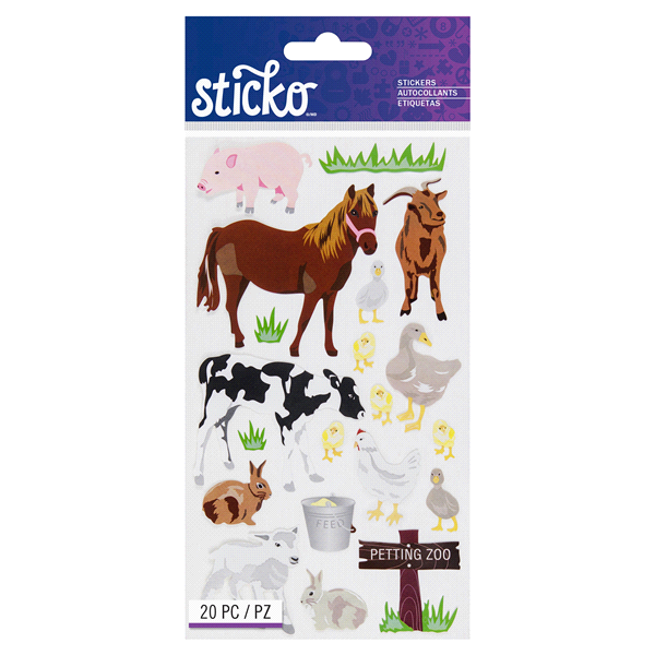 slide 1 of 1, Sticko Stickers Sticker Petting Zoo, 20 ct