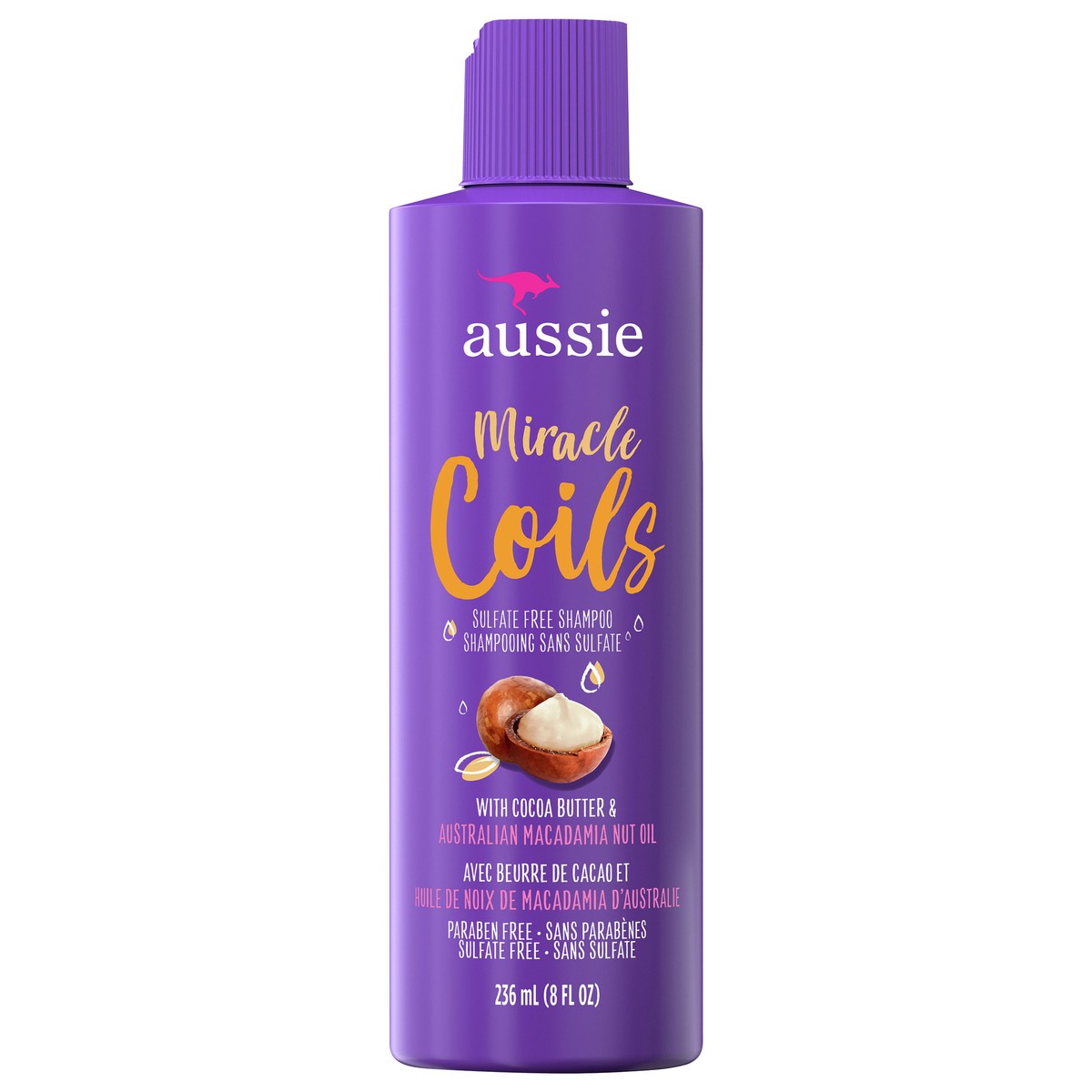 slide 1 of 3, Aussie Miracle Coils Sulfate-Free Shampoo with Cocoa Butter & Macadamia Nut Oil, 8 fl oz, 8 oz