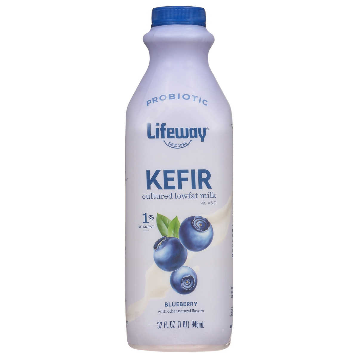 slide 1 of 1, Lifeway Kefir Lowfat Milk 1% Milkfat Blueberry, 32 fl oz