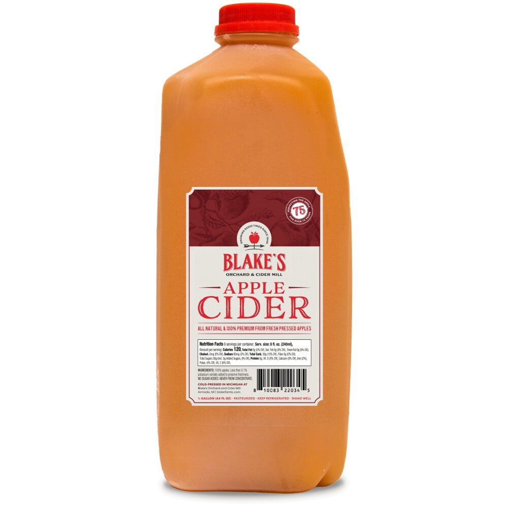 slide 1 of 2, Blakes Orchard & Cider Mill Blake Farms Apple Cider Half Gallon - 1/2 gal, 1/2 gal