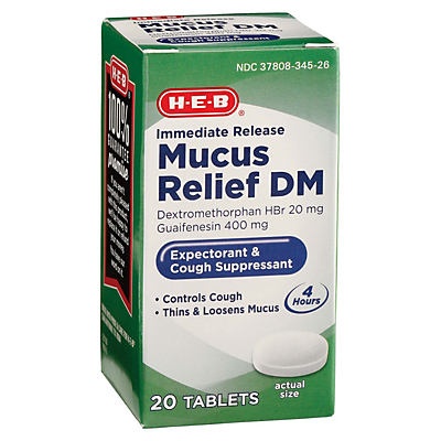 slide 1 of 1, H-E-B Mucus Relief DM 400 mg Immediate Release Tablets, 20 ct