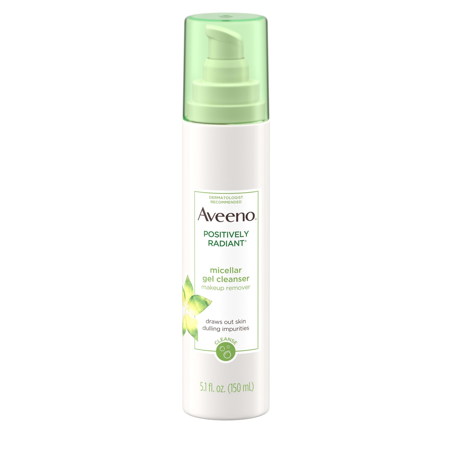 slide 3 of 5, AVEENO POSITIVELY RADIANT Micellar Gel Cleanser, 5.1 Oz, 5.10 fl oz