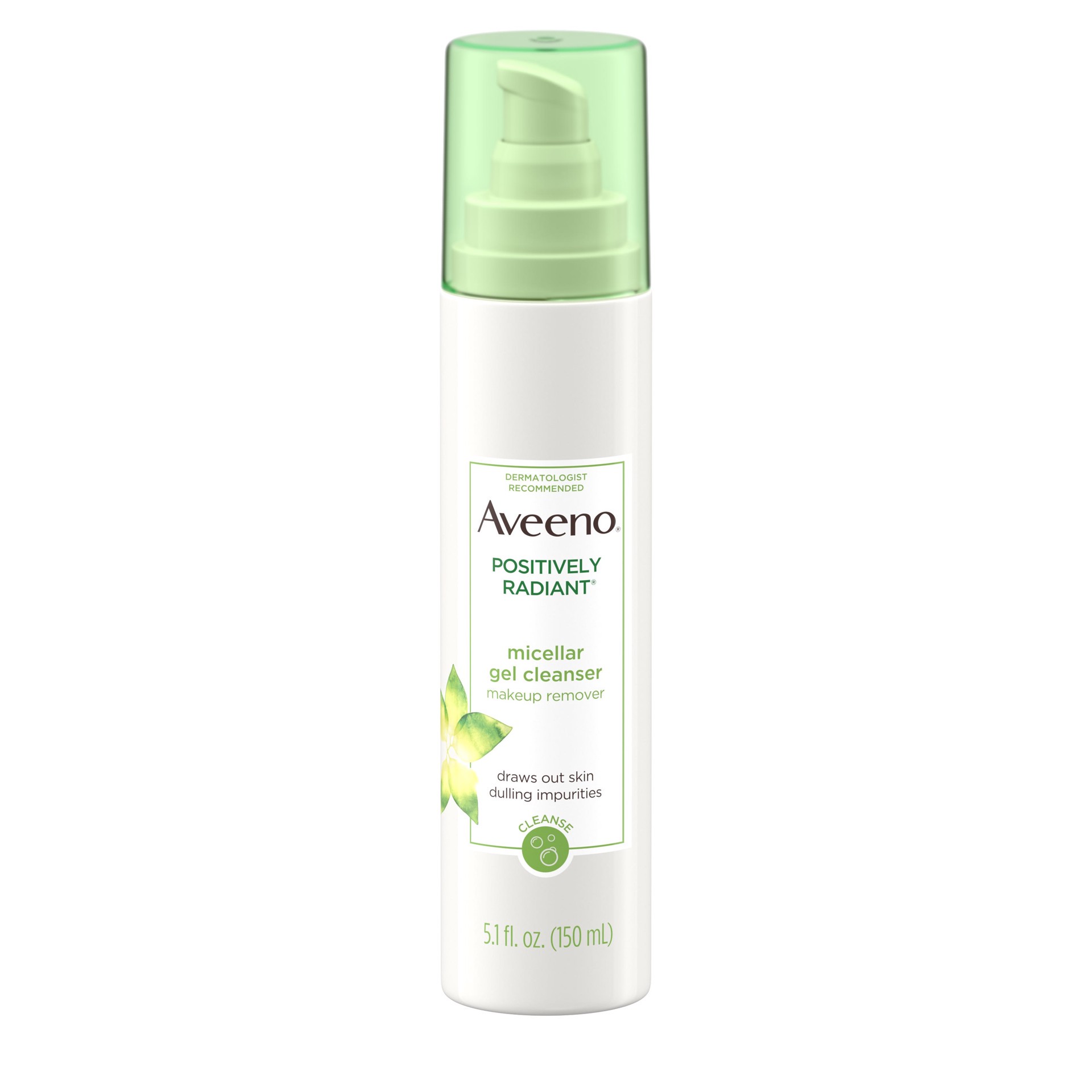 slide 1 of 5, AVEENO POSITIVELY RADIANT Micellar Gel Cleanser, 5.1 Oz, 5.10 fl oz